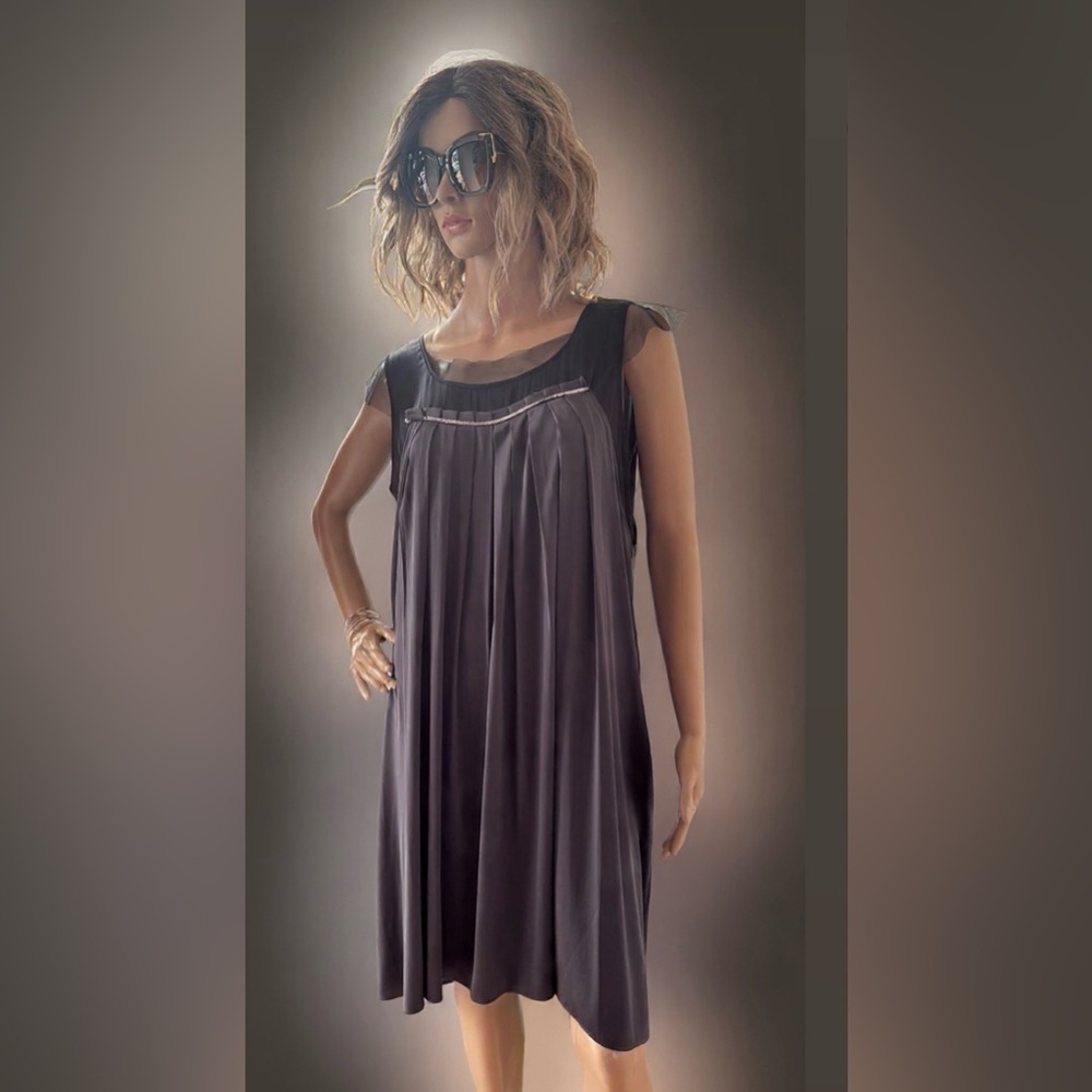 NWOT Simply Vera Wang Elegant Black & Gray Dress side pockets fully lined Sz 14